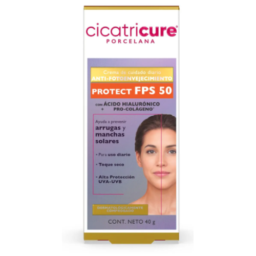 Cicatricure porcelana Crema con ácido hialurónico FPS 50 Tubo X 40 Gramos