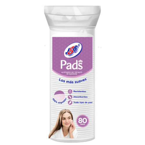 Almohadillas faciales de algodón Pads Paquete x 80 Unidades