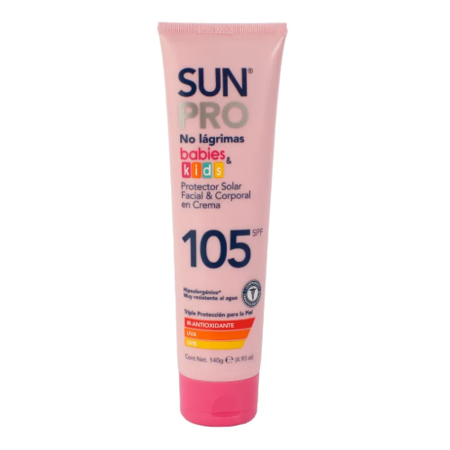 SunPro Protector Solar Hipoalergénico No Lagrimas Babies & Kids SPF 105 Tubo X 140 Gramos