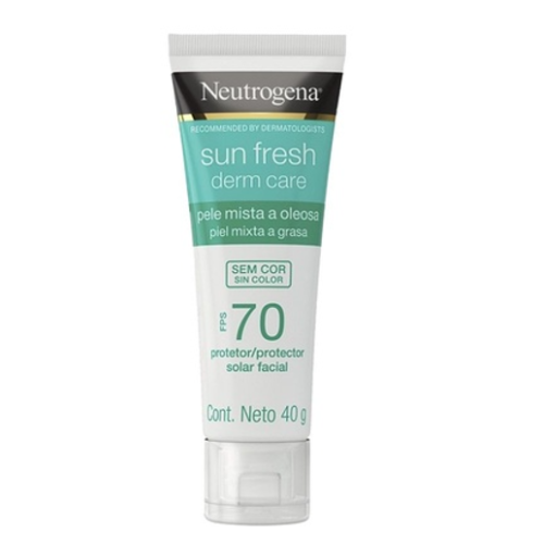 neutrogena sun fresh derm care sin color fps70 protector facial x 40 gr