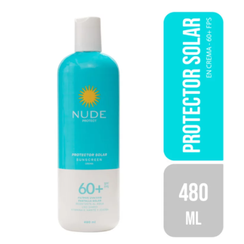 Nude Protector solar Crema SPF 60+ Resistente al agua Frasco X 480 Ml