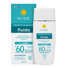 Nude protector solar facial Fluido sin color SPF 60 con prebióticos Frasco X 50 Ml