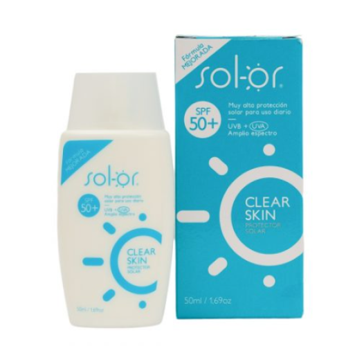 Sol-or Protector solar clear skin SPF 50+ Frasco X 50 Ml 