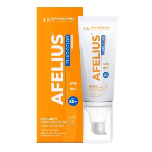 Afelius Fluid color Protector solar SPF 50+ emulsión para todo tipo de piel Tubo X 50 Gramos 