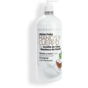 Crema Manos y Cuerpo Aceite de Coco y Karité con Perfume Pote X 1000 Ml