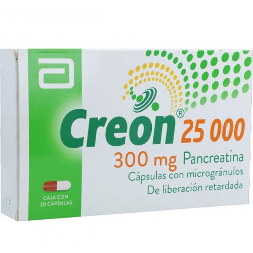 Creon 25 000 300 Mg Caja X 20 Cápsulas 