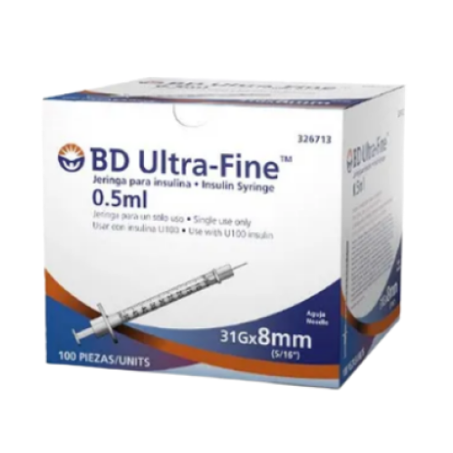 jeringa insulina 0.5 ml caja x 100 unid