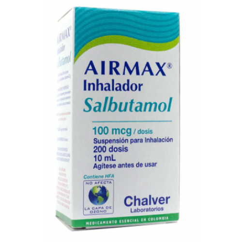 Airmax Inhalador 100 Mcg suspensión para inhalación X 200 Dosis (10Ml)