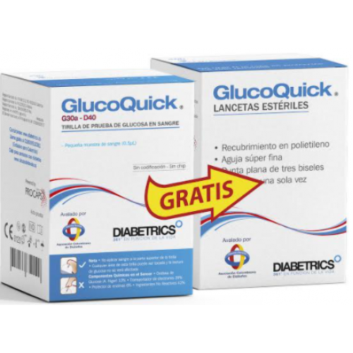 GlucoQuick Caja X 50 tiras + 50 lancetas