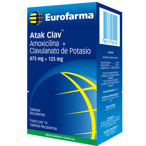 Atak clav 875 Mg + 125 Mg Frasco X 14 tabletas 