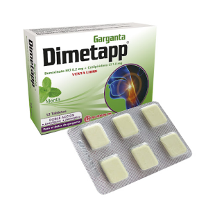 dimetapp garganta caja x 12 tabletas masticables