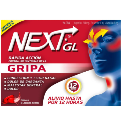 next GL gripa x 8 cápsulas blandas