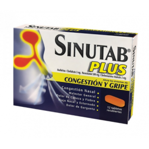 Sinutab Plus congestión y gripe Caja X 12 Tabletas 