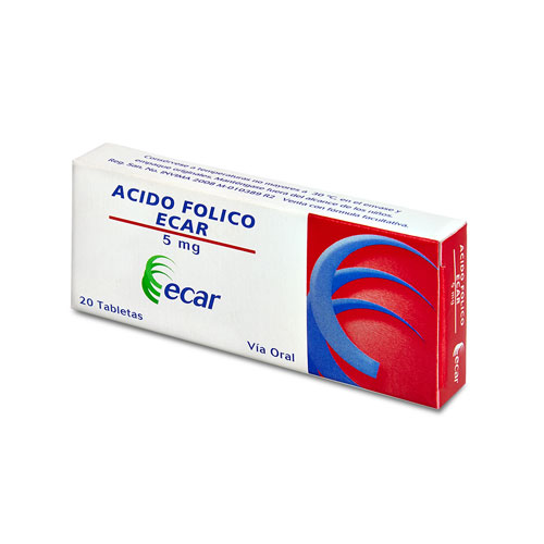 Ácido Fólico 5 Mg Caja X 20 Tabletas