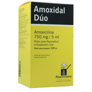 Amoxidal Dúo 750 Ml/ 5 Ml suspensión vía oral polvo para preparar Frasco X 120 Ml 