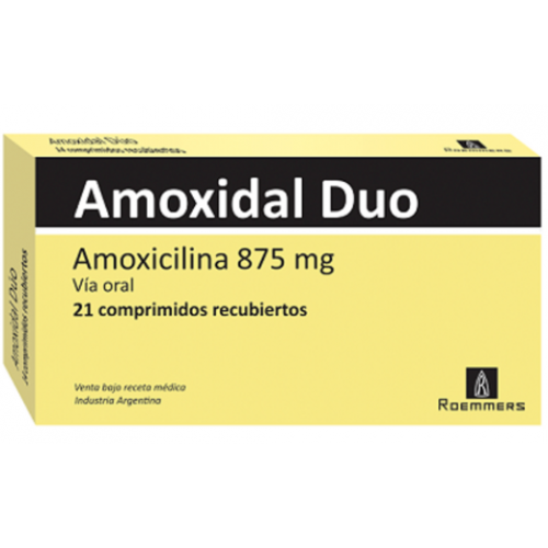 Amoxidal Dúo 875 Mg Caja X 21 Tabletas 