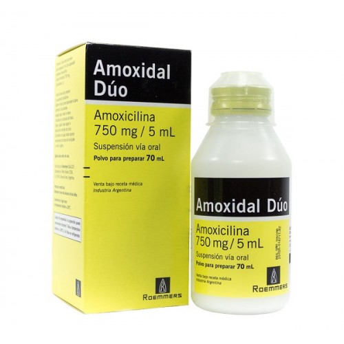 Amoxidal Dúo 750 Ml/ 5 Ml suspensión vía oral polvo para preparar Frasco X 70 Ml 