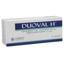 Duoval-H Amlodipino 5 Mg / Valsartán 160 Mg / Hidroclorotiazida 12.5 Mg Caja X 30 Tabletas 