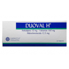 Duoval-H Amlodipino 10 Mg / Valsartán 160 Mg / Hidroclorotiazida 12.5 Mg Caja X 30 Tabletas 