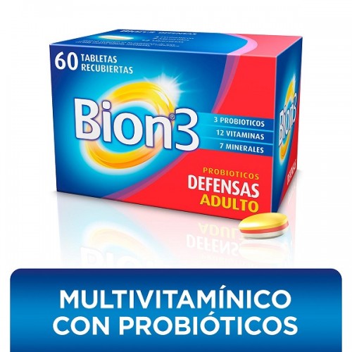 Bion-3 Probióticos defensas Adultos Frasco X 60 tabletas 