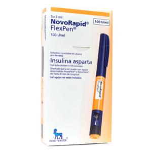 Novorapid Flexpen 100 U/Ml Insulina asparta Solución inyectable en pluma prellenada Caja X 5 Unidades 