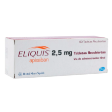 eliquis 2.5 mg x 60 tabletas recubiertas