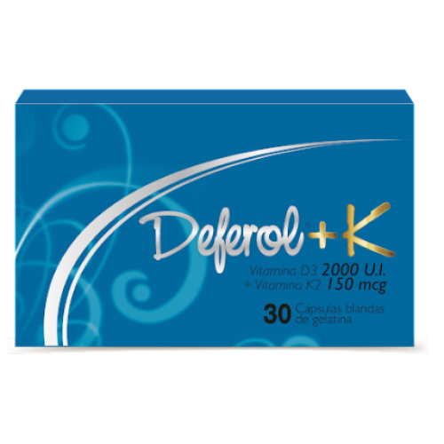 deferol + k vitamina D3 + K2 x 30 cápsulas blandas
