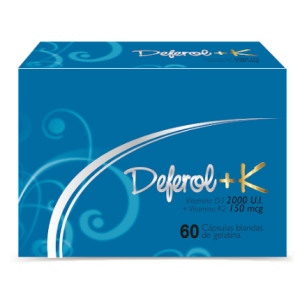 deferol + k vitamina D3 + K2 x 60 cápsulas blandas