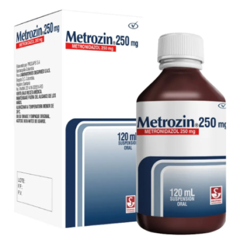 metrozin suspensión oral metronidazol 250 mg x 120 ml