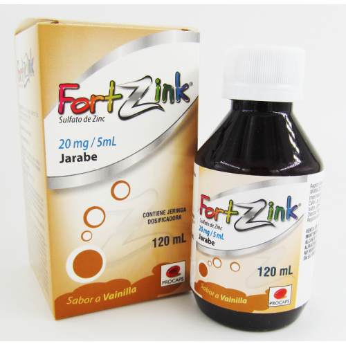 Fort Zinc 20 Mg/ 5 Ml  Jarabe Sabor vainilla Frasco X 120 Ml 