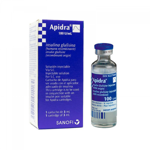 Apidra 100 U/ml Solución Inyectable  Caja X 1 Cartucho de 3 Ml