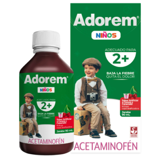 Adorem Niños +2 Acetaminofén jarabe Frasco X 90 Ml 