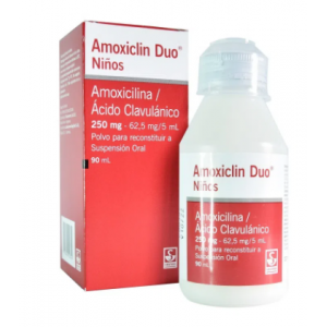 Amoxiclin Dúo niños 250 /6.25 Mg /5 Ml Polvo para reconstruir a solución oral Frasco X 90 Ml 