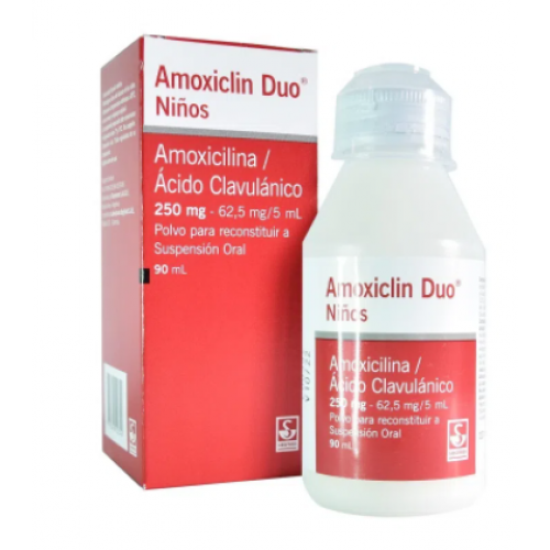 Amoxiclin Dúo niños 250 /6.25 Mg /5 Ml Polvo para reconstruir a solución oral Frasco X 90 Ml 
