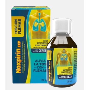 Noxpirin exp tos con flema 2%/ 0.2% Jarabe antitusivo y expectorante sabor a cereza Frasco X 120 Ml 