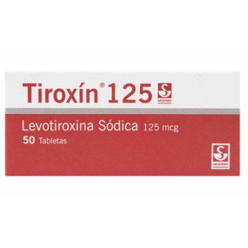 tiroxín levotiroxina 125 mcg x 50 tabletas