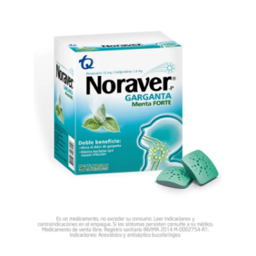 noraver garganta pastillas menta x 96 Tabletas de disolusión bucal