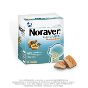 noraver garganta pastillas naranja miel x 96 Tabletas de disolusión bucal