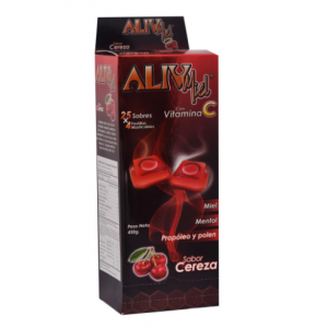 Aliv-Miel con vitamina C sabor cereza Caja X 25 Sobres (4 pastillas)