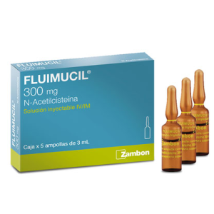 Fluimucil 300 Mg Solución inyectable Caja X 5 Ampollas de 3 Ml 