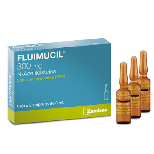 Fluimucil 300 Mg Solución inyectable Caja X 5 Ampollas de 3 Ml 