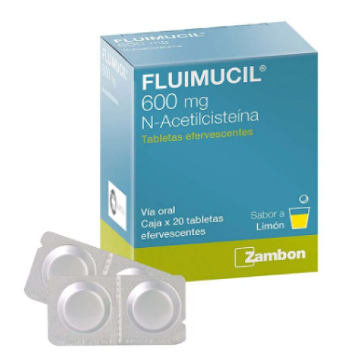 fluimucil efervescente 600 mg sabor limón Caja x 20 tabletas