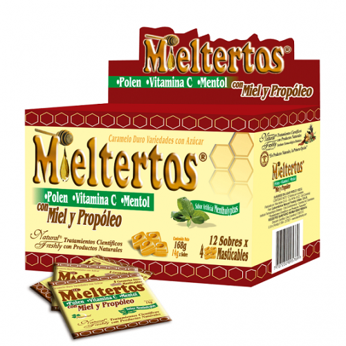 Mieltertos con miel y propóleo Caja X 12 Sobres 