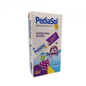 Pediasol Solución hidratante 45 Sachet sabor a Uva Caja X 5 Unidades (100 Ml)