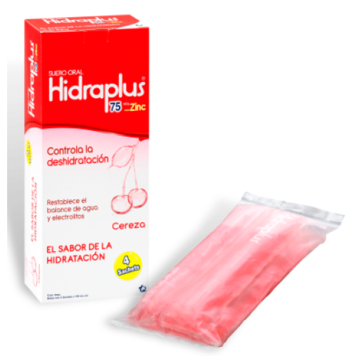 Hidraplus 75 Meq + Zinc Cereza Caja X 4 Sachet