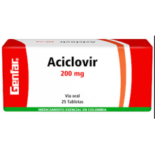 Aciclovir 200 Mg Caja X 25 Tabletas 
