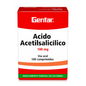 Acido Aceltilsalicílico 100 Mg Caja X 100 tabletas 