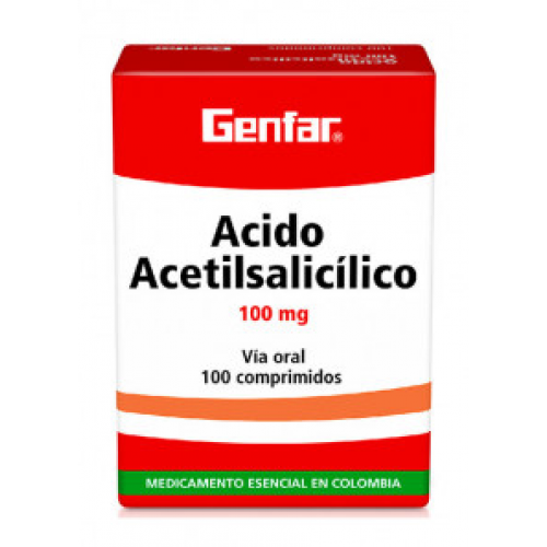 Acido Aceltilsalicílico 100 Mg Caja X 100 tabletas 