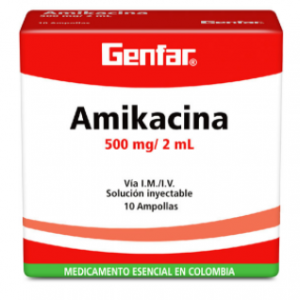 Amikacina 500 Mg/2 Ml Ampollas Caja X 10 Unidades 