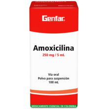 Amoxicilina 250 Mg/ 5 Ml polvo para Suspensión Frasco X 100 Ml 